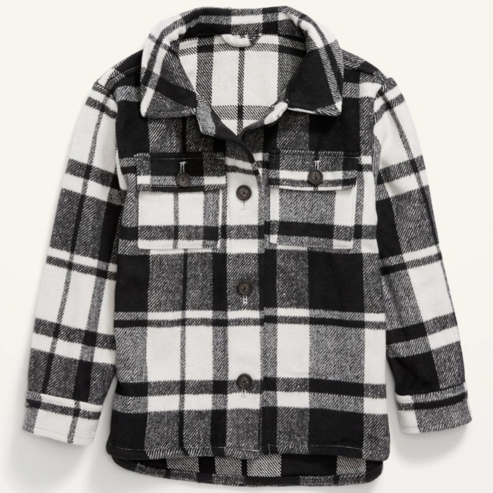 OLD NAVY BLACK & WHITE PLAID FLANNEL SHACKET